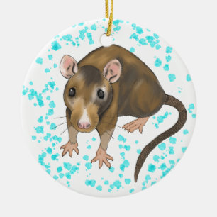 Rat Watercolour Ceramic Tree Decoration
