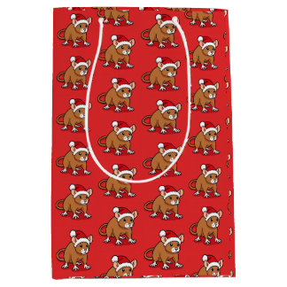 Rat wearing  santa hat medium gift bag