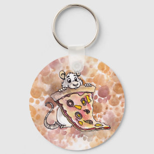 Rat with Pizza Keychain