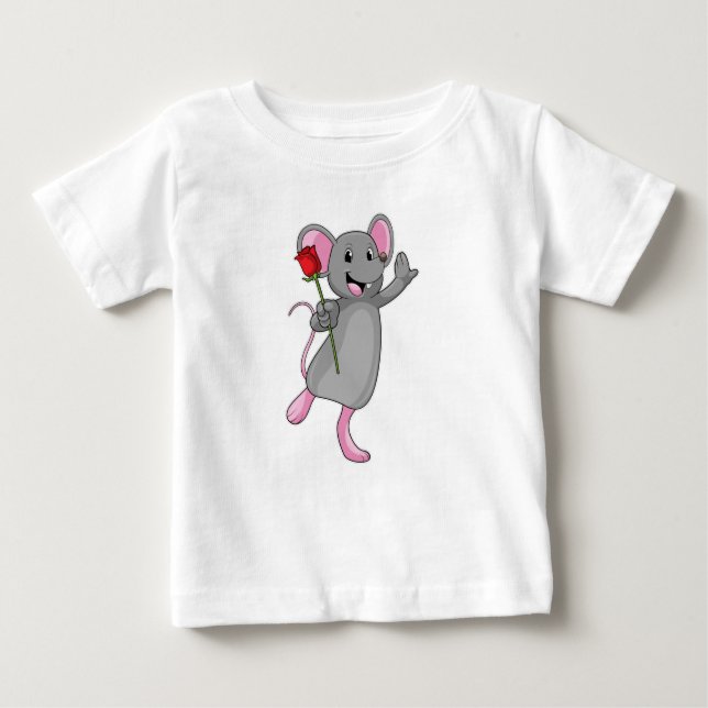 Rat with Rose Flower Baby T-Shirt (Front)
