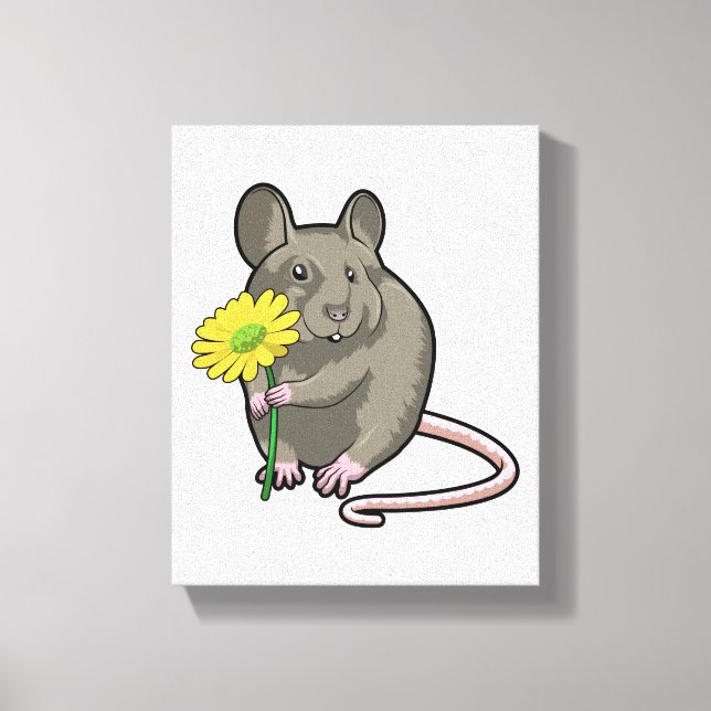 Rat with yellow Flower Canvas Print (Front)