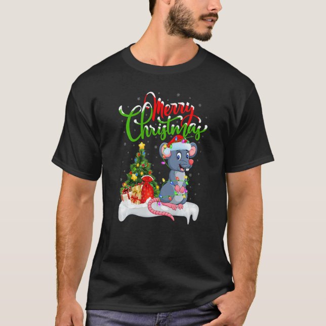 Rat  Xmas Decorations Santa Rat Christmas T-Shirt (Front)
