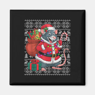 Rat Xmas Sweater Style Ugly Santa Rat Christmas Magnet