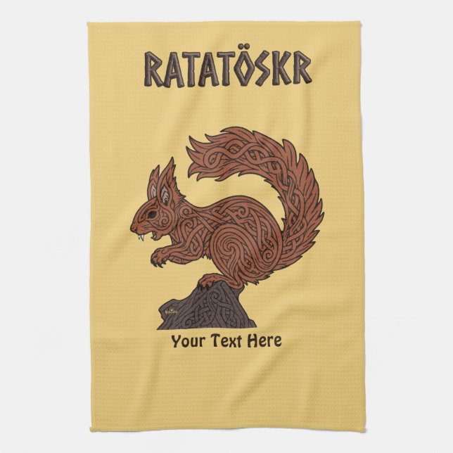  Ratatöskr, Norse/Viking Squirrel Tea Towel (Vertical)