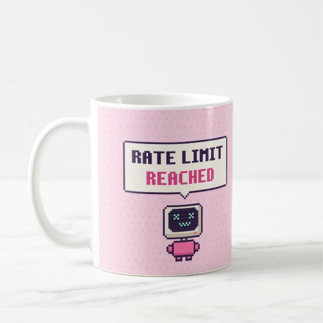 Rate Limit Reached Funny AI Pixel Mug (Left)
