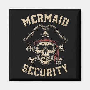 Rate Mermaid Security Funny Skull Costume Dad Men Magnet