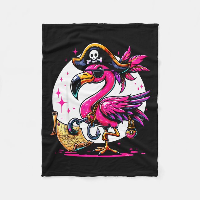 Rate Nk Flamingo Halloween Party - Jolly Roger  Fleece Blanket (Front)