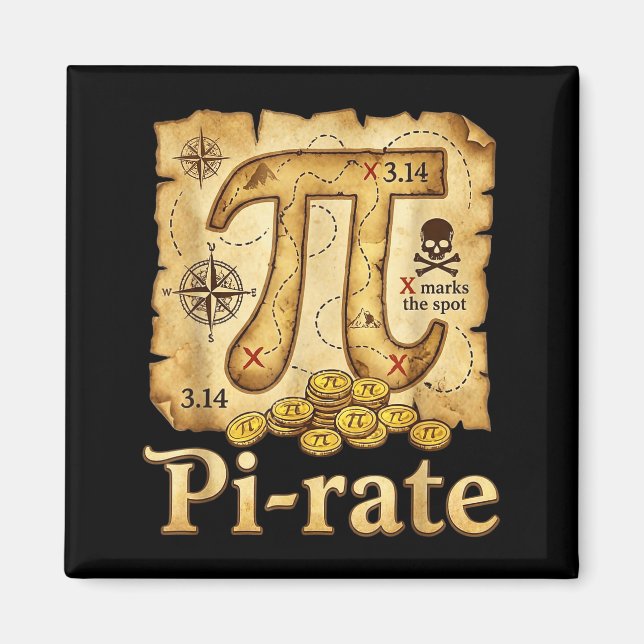 Rate pirate day 314 math math pie pun men boys magnet (Front)