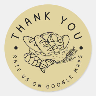 Rate us on Google Bread Bakery Shop Thank You Classic Round Sticker