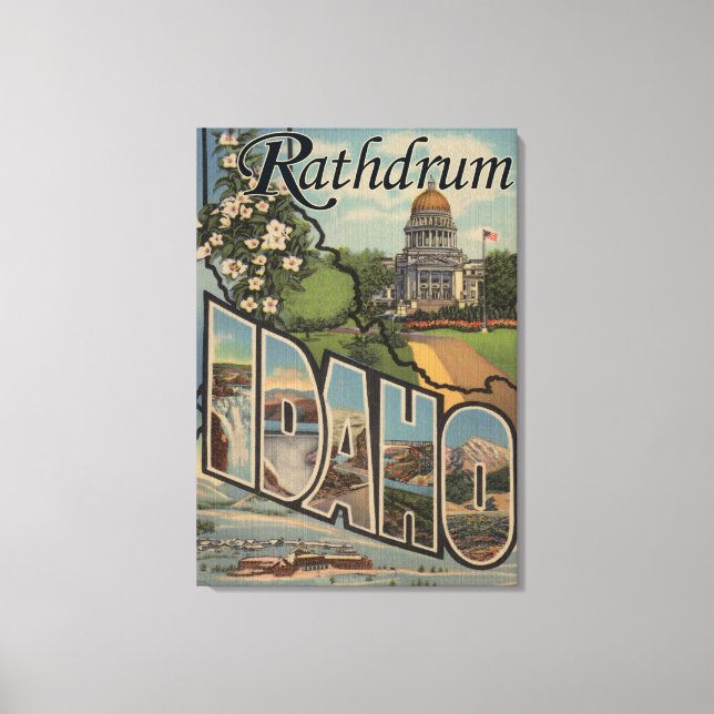 Rathdrum, Idaho - Large Letter Scenes Canvas Print (Front)