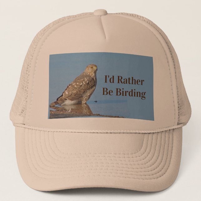 Rather Be Birding Hobby Wild Raptor Bird Hawk Trucker Hat (Front)