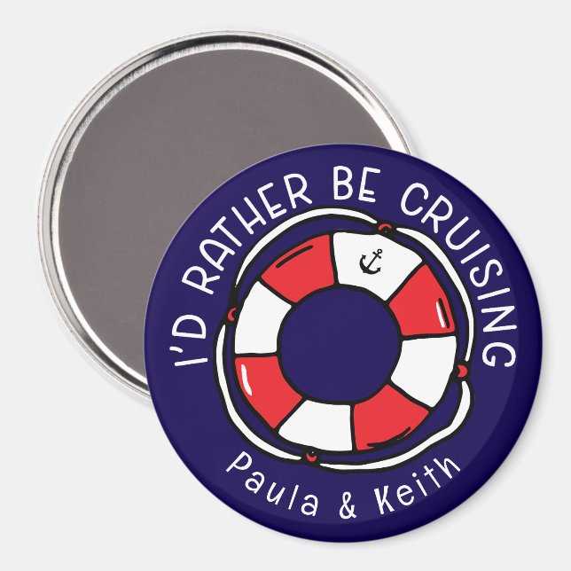 Rather Be Cruising Funny Cruise Cabin Door Magnet (Front/Back)
