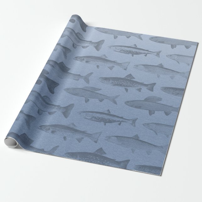 Rather Be Fishing Custom Fish Pattern Wrapping Paper (Unrolled)