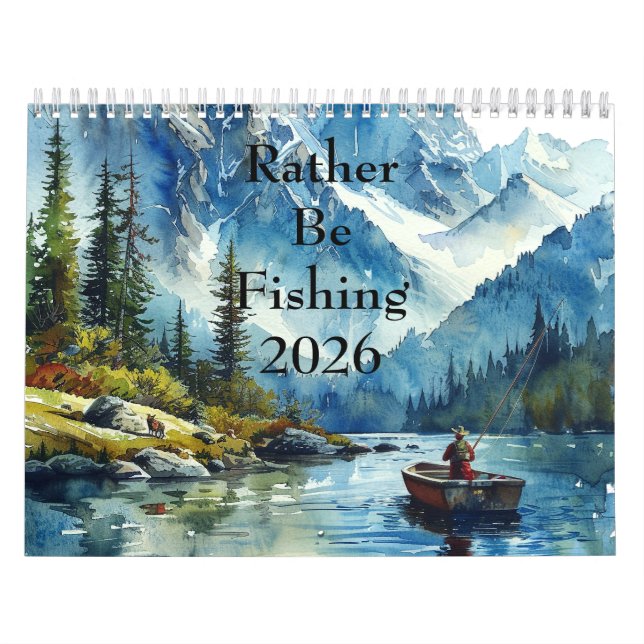 Rather Be Fishing Watercolor Wall Calendars (2026) (Cover)