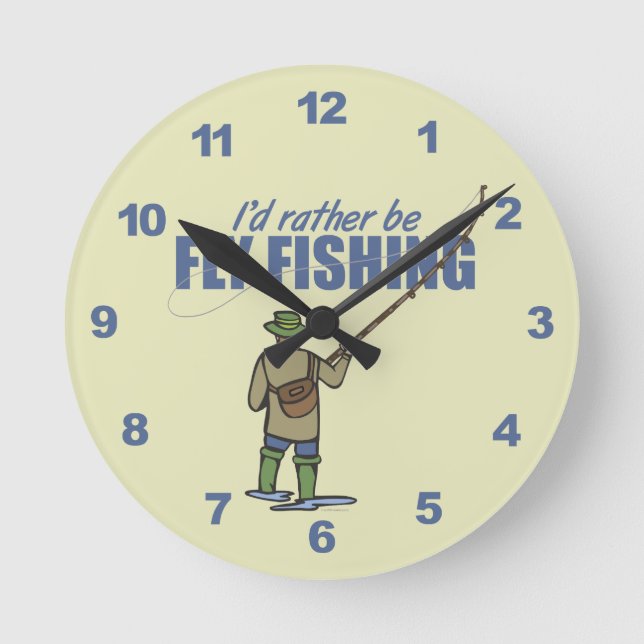 Rather Be Fly Fishing Round Clock (Front)