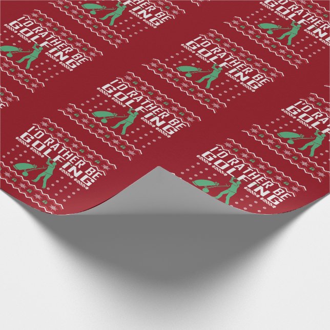Rather Be Golfing Ugly Christmas Sweater Wrapping Paper (Corner)