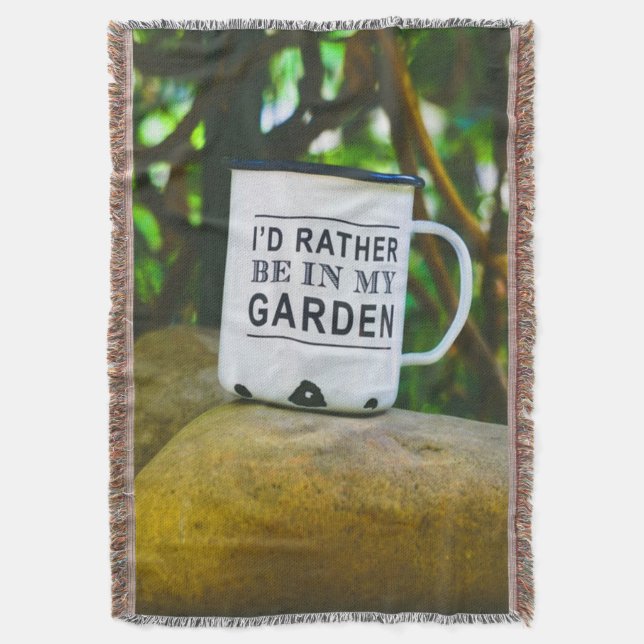 Rather Be In My Garden Novelty Funny Throw Blanket (Front Vertical)
