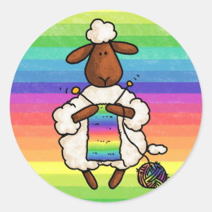 rather be knitting classic round sticker