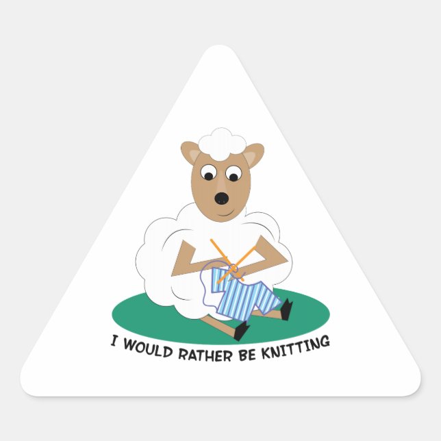 Rather Be Knitting Triangle Sticker (Front)