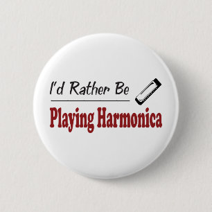 Rather Be Playing Harmonica 6 Cm Round Badge