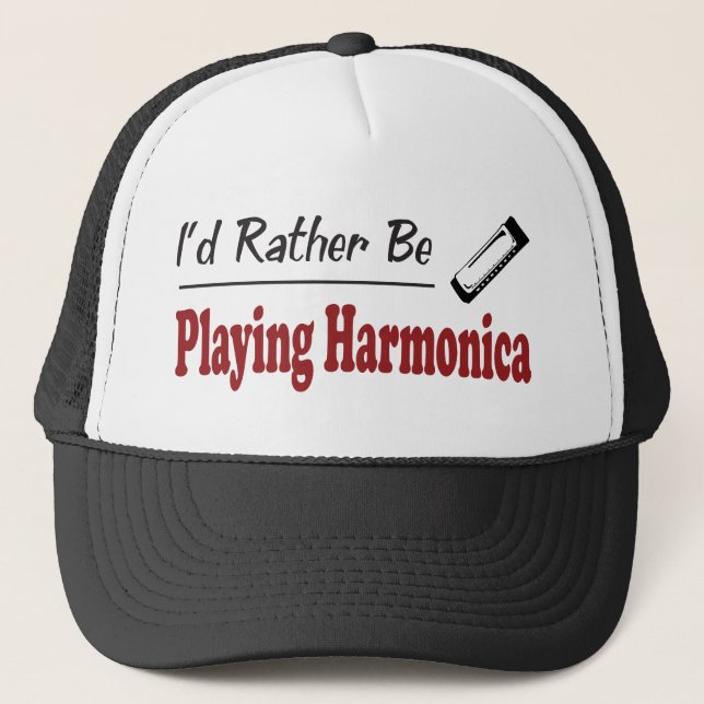 Rather Be Playing Harmonica Trucker Hat (Front)