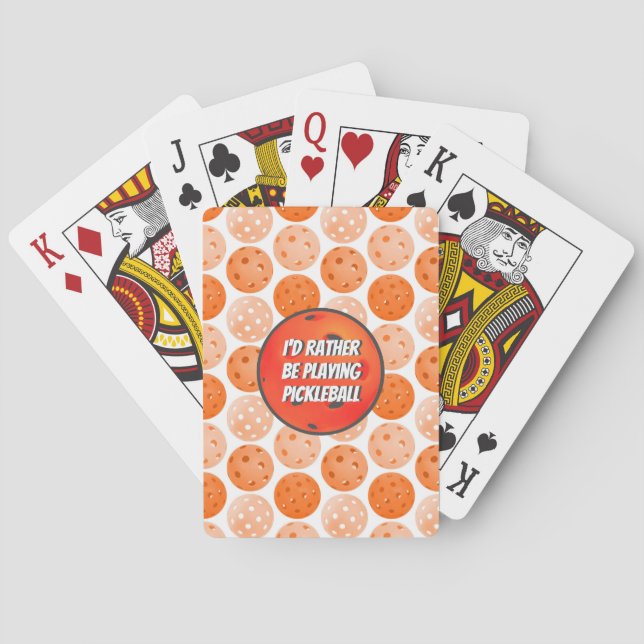 Rather Be Playing Pickleball Orange Pickleballs Cards (Back)