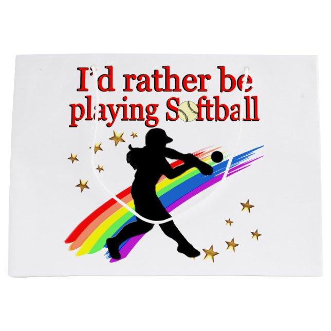 RATHER BE PLAYING SOFTBALL LARGE GIFT BAG (Front)