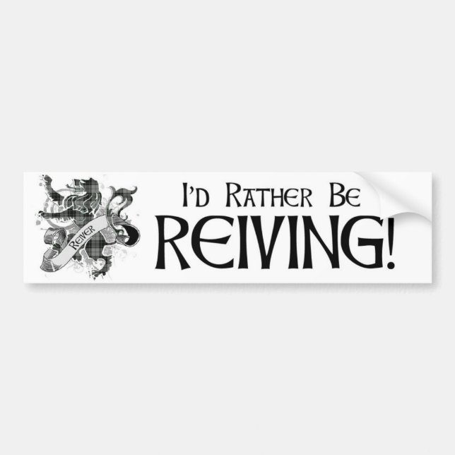 Rather Be Reiving - Reiver Tartan - White Bumper Sticker (Front)