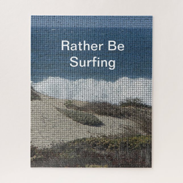 Rather Be Surfing Ocean Beach Travel Surfer Jigsaw Puzzle (Vertical)