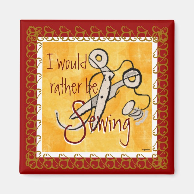 Rather by Sewing (cranberry) Magnet (Front)
