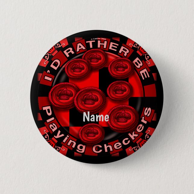 Rather Play Checkers  pin button (Front)