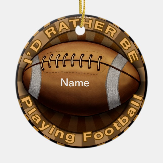 Rather Play Football  Ceramic Tree Decoration (Front)