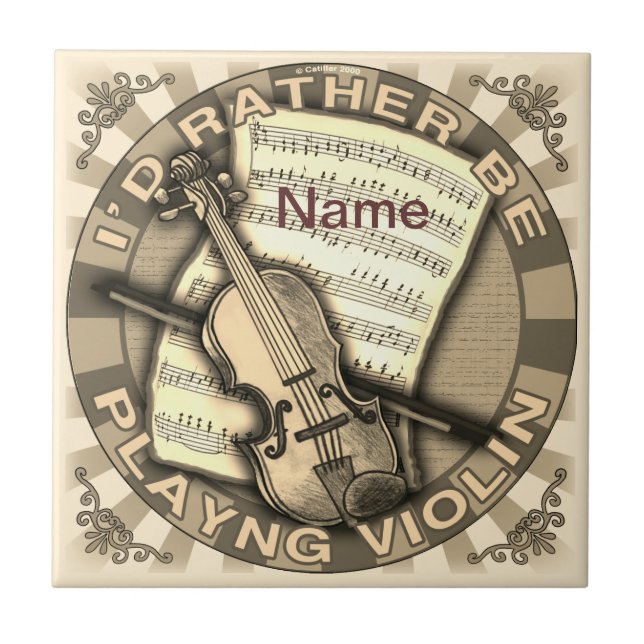 Rather Play Violin Tile (Front)