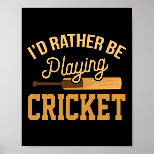 Rather Playing Cricket Funny Jersey Match Tourname Poster