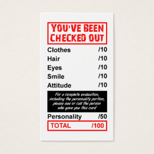 Rating Pick Up Card You've Been Checked Out