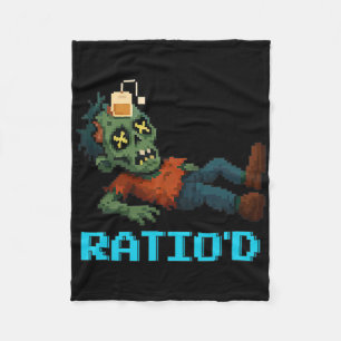 Ratio’d Pixelated Zombie Gamer Teag Npc Halloweeen Fleece Blanket