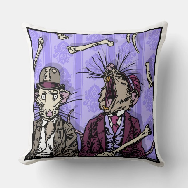 Rats and Bones - Pop Goth Nightmare Surreal Square Cushion (Front)