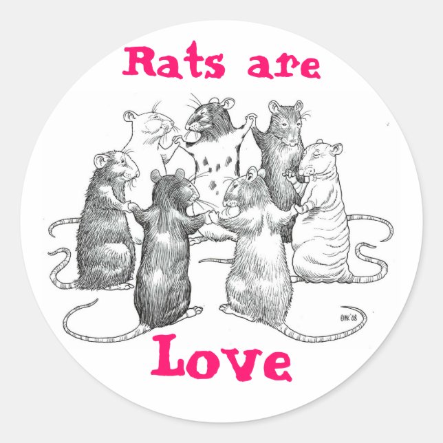Rats are Love Classic Round Sticker (Front)
