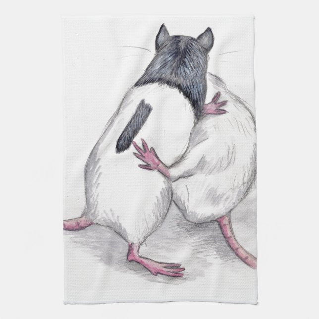 rats playing kitchen towel (Vertical)