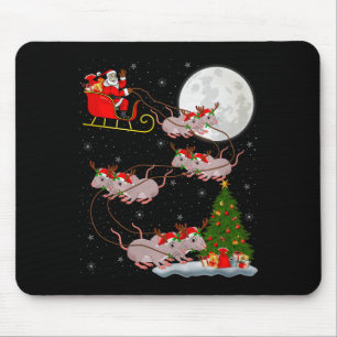 Rats Santa Sleigh Flying Funny Magical Christmas P Mouse Pad