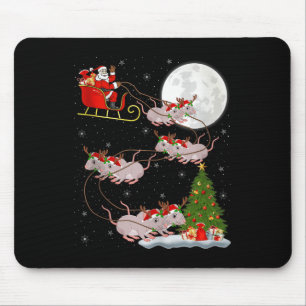 Rats Santa Sleigh Flying Funny Magical Christmas T Mouse Pad