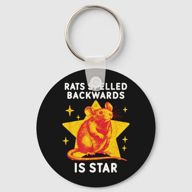 Rats Spelled Backwards Is Star Funny Rat Meme Key Ring (Front)