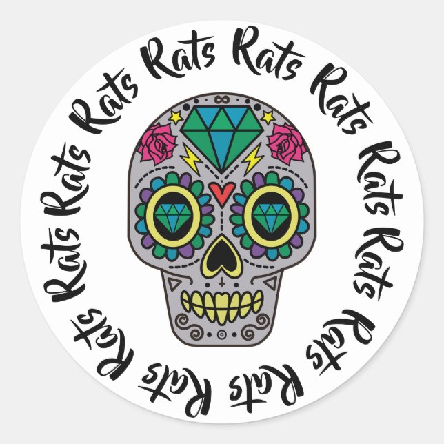 Rats Sugar Skull Classic Round Sticker (Front)