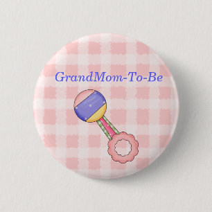 Rattle Baby Shower Grandmother Pin Button