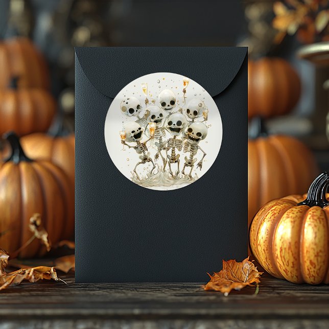 Rattle Some Bones! Playful Adult Halloween Party Classic Round Sticker (Creator Uploaded)