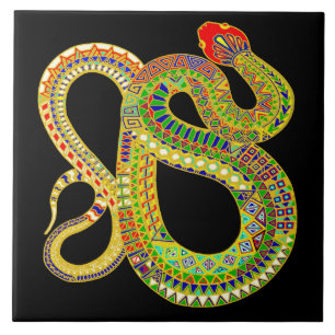 Rattlesnake Ceramic Tile - Black