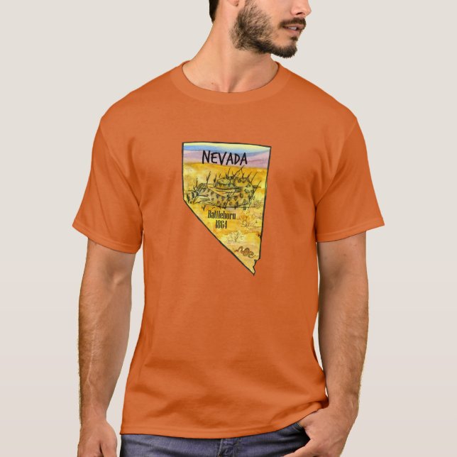Rattlesnake Nevada Battleborn 1864 Desert Mountain T-Shirt (Front)
