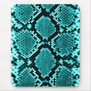 Rattlesnake Snake Skin Leather Faux blue Mouse Pad