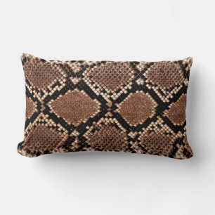 Rattlesnake Snake Skin Leather Faux Lumbar Cushion