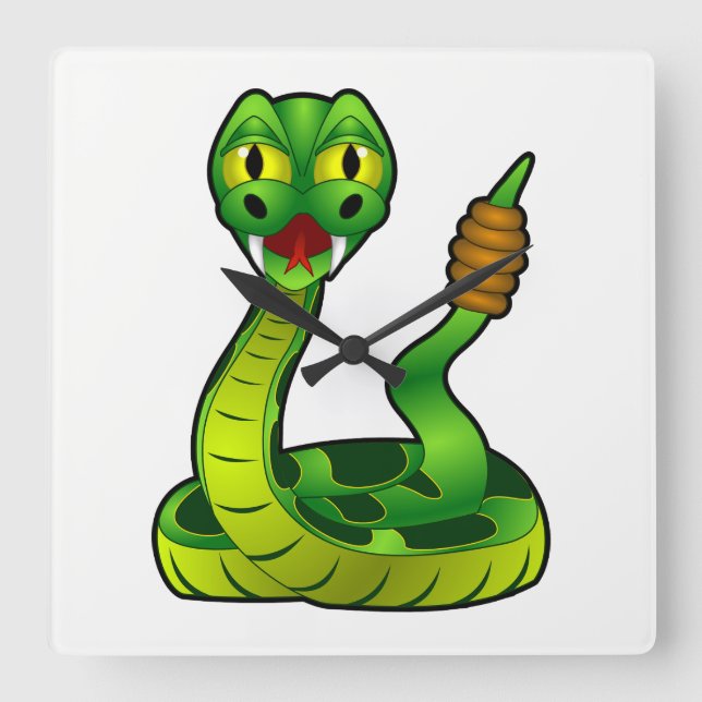 Rattlesnake Square Wall Clock (Front)